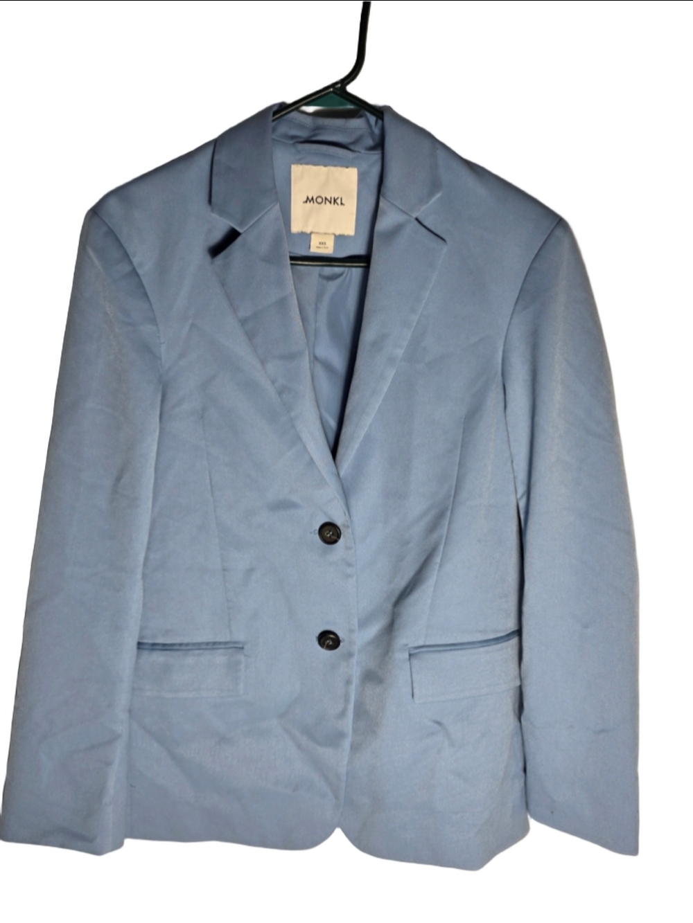 Women's Monkl Blazer Jacket Size XXS Light Blue officewear chic trendy fall